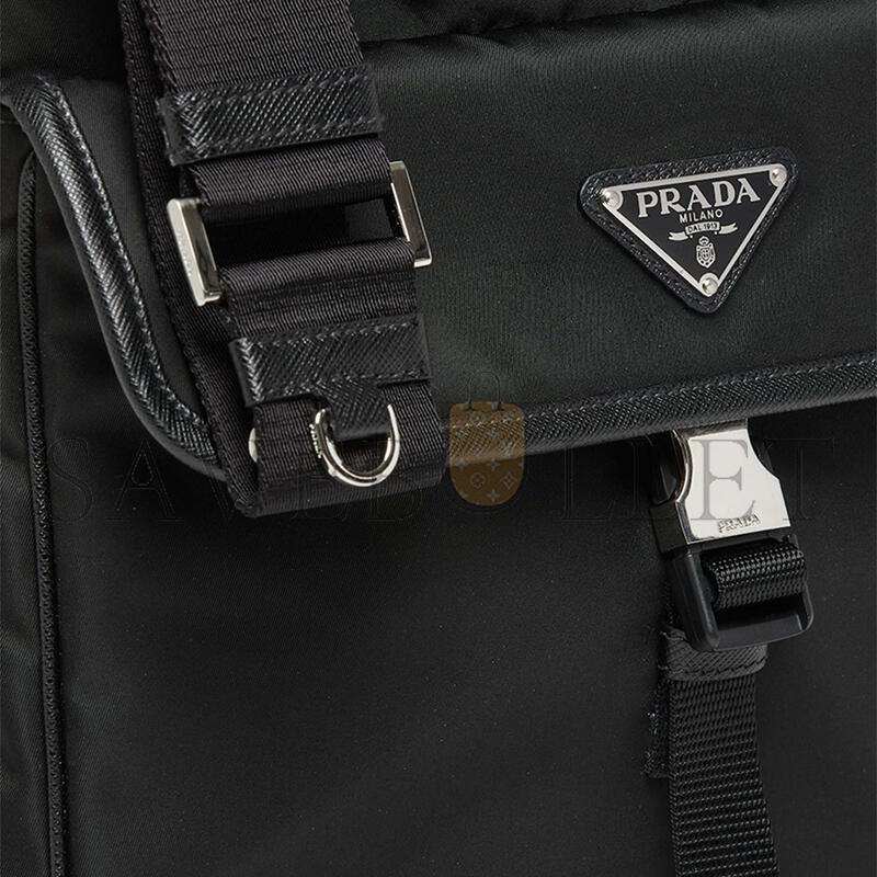 PRADA RE-NYLON AND SAFFIANO LEATHER SHOULDER BAG 2VH110 (25*22*7cm) 